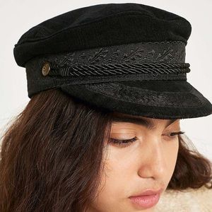Brixton embroidered Black Albany Fiddler Cap